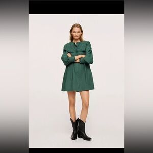 MNG Mango embroidered dress in green NWT